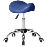 Tabouret � roulettes - homcom - hauteur r�glable 49 - 61 cm et selle ergonomique - polyur�thane et m�tal ...