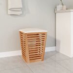 Tabouret de salle de bain - vidaxl - bois de noyer - rangement int�gr� - coussin confortable
