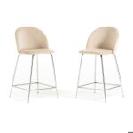 Tabourets - sara - xl - velours crème - pieds métal argentés - hauteur dassise 65 cm Tabourets - sara - xl - velours crème - pieds métal argentés - hauteur dassise 65 cm