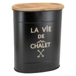 Tabouret et seau à pellets en métal métal laqué la vie de chalet Tabouret et seau à pellets en métal métal laqué la vie de chalet