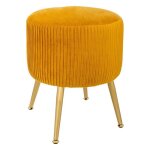Tabouret solaro velours plissé jaune moutarde - atmosphera createur dinterieur Tabouret solaro velours plissé jaune moutarde - atmosphera createur dinterieur