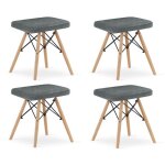 Tabouret - werk - lot de 4 - tissu gris - bois de h�tre - style classique intemporel