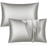 Taies doreiller en satin de soie lot de 2 douces et infroissables housses en microfibre avec fermeture ...