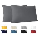 Taie oreiller 70x40 cm (lot 2) 100% coton jersey 150 gsm - anthracite - taie oreiller 40x70 anthracite ...