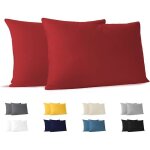 Taie oreiller 70x40 cm (lot 2) 100% coton jersey 150 gsm - rouge - taie oreiller 40x70 coton - rouge ...