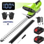 Taille haie batterie sans fil 21v brushless - 2 batteries - double lame 51cm - double interrupteur de ...