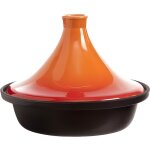 Tajine - d 25 x h 18 cm - fonte - noir et orange