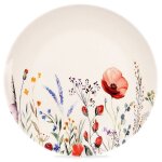 Assiette plate en porcelaine - orion - maki - 27 cm - blanc - motif fleurs des champs - compatible lave ...
