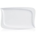 Assiette de service en porcelaine - orion - mona - 28x18 cm - blanc - rectangulaire - compatibilit� lave ...