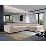 Talisay - canap dangle droit - 5 places - convertible avec coffre - en velours - beige
