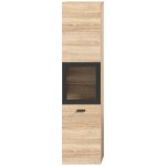 Tambo - colonne basse (l / h / p : 30x125x29 cm) en m�lamin� ch�ne et verre avec cadre noir
