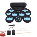 Tambour lectronique tampon de batterie roul  la main 9 tampons enroulables pour enfants