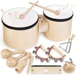 Tambour enfant jouet enfant montessori en bois - cadeau musical pour 2 - 5 ans