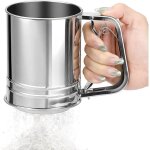 Tamiseur � farine 500ml - tamis � main en acier inoxydable 304 - pour farine cacao sucre en poudre - ...