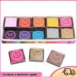 Tampons en caoutchouc tampons dencre 20 cartes de peinture de doigts de couleur artisanat eau soluble ...