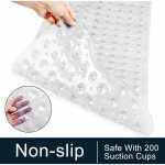 Tapis de baignoire antidérapant extra long - lavable en machine anti - moisissures 200 ventouses - blanc ... Tapis de baignoire antidérapant extra long - lavable en machine anti - moisissures 200 ventouses - blanc ...