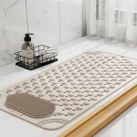 Tapis de bain antidrapant 5080 cm - tpr - ventouses puissantes - massage & brosses douces - beige - ...