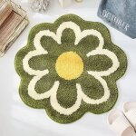 Tapis de bain antid�rapant et absorbant pour salle de bain motif floral vert 60 x 60 cm lavable en machine. ...
