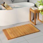 Tapis de bain antid�rapant en bois vidaxl 100 x 55 cm - marron finition huil�e