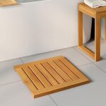 Tapis de bain antid�rapant en bois vidaxl 50 x 50 cm ? marron huil� design ventil�