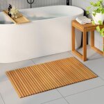 Tapis de bain antid�rapant en bois vidaxl uni marron 100 x 60 cm