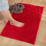 Tapis de bain chenille rouge - absorbant et antid�rapant - lavable en machine