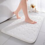 Tapis de bain mousse � m�moire de forme antid�rapant absorbant 50 x 80 cm - blanc