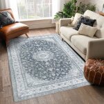 Tapis chambre salon scandinave 140x200 cm - laine - tapis imprim� - pour chambresalon noir gris