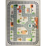 Tapis - circuit zoo - gris - doux au toucher - antid�rapant - lavable en machine