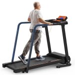 Tapis de course r��ducation s�niors - longues mains courantes s�curit� - 136 kg max - marche lente anti ...