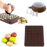 Tapis de cuisson macarons, plaque  macarons meringues moule en silicone pour 30 coques macarons avec ...
