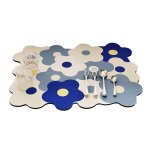 Tapis dgouttoir  vaisselle - lgance - bleu - tissu en polyester - rsistant  la chaleur - absorbant ...