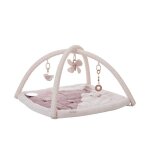 Tapis dveil ouatin soft boa avec arche de jeux rose - promenade bucolique rose clair