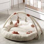 Tapis d�veil rond en bouclette coton bio - petit coeur