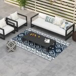 Tapis dextrieur rversible 182x274 cm tanche en plastique avec sac de transport parfait pour le camping ...