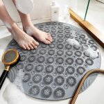 Tapis de douche - antidrapant - 55 cm - effet de bulle - pvc durable - gris