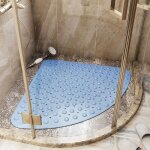 Tapis de douche antidérapant massant antibactérien triangulaire avec trou de drainage pour douche ou ... Tapis de douche antidérapant massant antibactérien triangulaire avec trou de drainage pour douche ou ...