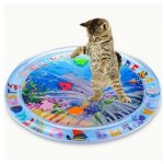 Tapis d?eau pour chaton - jouet interactif avec formes de poisson flottantes - tapis gonflable sensoriel ...