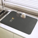 Tapis �gouttoir vaisselle - bigilantuh - 40x30 cm - super absorbant - antid�rapant - gris fonc�