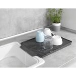 Tapis gouttoir vaisselle - wenko - linea gris - protection vier - schage sans taches - largissement ...