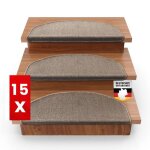 15 pcs tapis descalier london beige 235 x 65 cm demi - circulaire