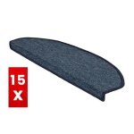 15 pcs tapis descalier london bleu fonc� 235 x 65 cm demi - circulaire