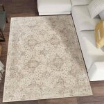 Tapis grand salon 200 x 290 cm beige gris kilim authentique mod�le lyn11 vintage b chaleureux et structur� ...