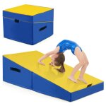 Tapis de gymnastique inclin� costway - 120x60x35 cm - angle droit pliable - mousse epe - cuir pvc antid�rapant ...
