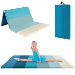 Tapis de gymnastique pliable costway 180 x 120 x 4 cm - 3 plis - en moussepu - poign�es de transport ...