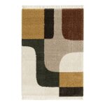 Tapis intrieur shaggy motif gomtrique multicolore avec franges will 120x170cm