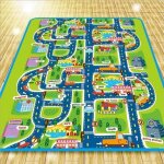Tapis de jeu - circuit voiture - gant - vert - opp + coton pe - 1585 x 128 cm