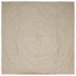 Tapis en jute carr� - vidaxl - naturel et blanc - 200x200 cm - design moderne - lavable en machine - ...