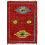Tapis kilim - hamid - 100% laine - 110 x 60 cm - rouge - style oriental Tapis kilim - hamid - 100% laine - 110 x 60 cm - rouge - style oriental