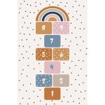 Tapis - marelle - blanc - 80x150 cm - antidrapant - lavable en machine - doux au toucher